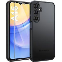 Θήκη για Samsung Galaxy A15, Fusion, διαφανής / μαύρη + γυαλί 9H
