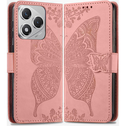 Θήκη με πτερύγιο για Honor 400 Lite, Butterfly, ροζ rose gold