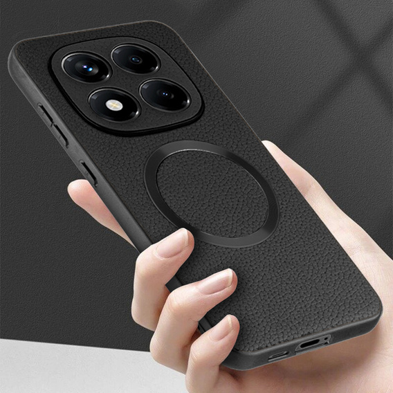 Θήκη για Xiaomi Redmi Note 14 Pro 5G, Leather Hybrid MagSafe, μαύρη