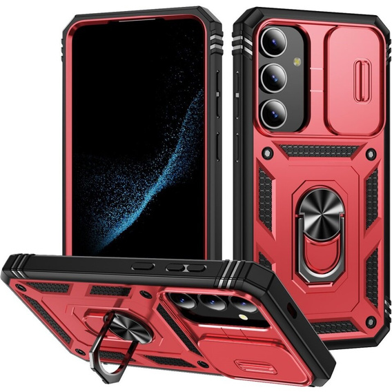 Θήκη για Samsung Galaxy S24+ Plus, CamShield Slide, κόκκινη / μαύρη