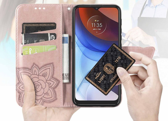 Θήκη με πτερύγιο για Oppo Reno 13F / Oppo Reno 13FS, Butterfly, ροζ rose gold