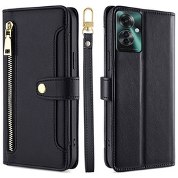Θήκη με πτερύγιο για Oppo Reno 11F 5G, Wallet Zipper Pocket, μαύρη