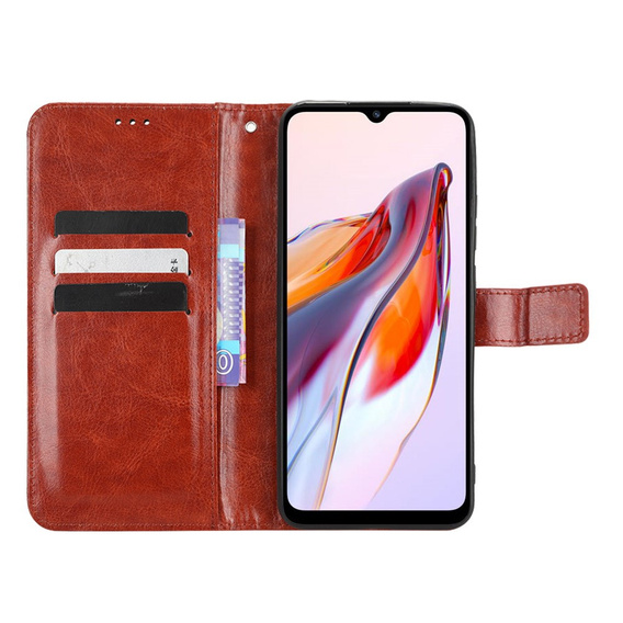 Θήκη με πτερύγιο για Xiaomi Redmi 12C, Crazy Horse Wallet, καφέ