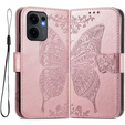 Θήκη με πτερύγιο για Oppo Reno 13F / Oppo Reno 13FS, Butterfly, ροζ rose gold