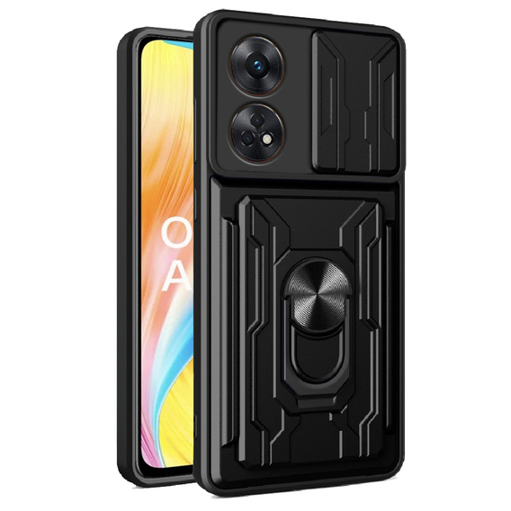 Θωρακισμένη θήκη για Oppo A98 5G, Camera Slide Card Slot, μαύρη