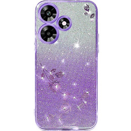 Θήκη για Infinix Hot 30, Glitter Flower, μωβ
