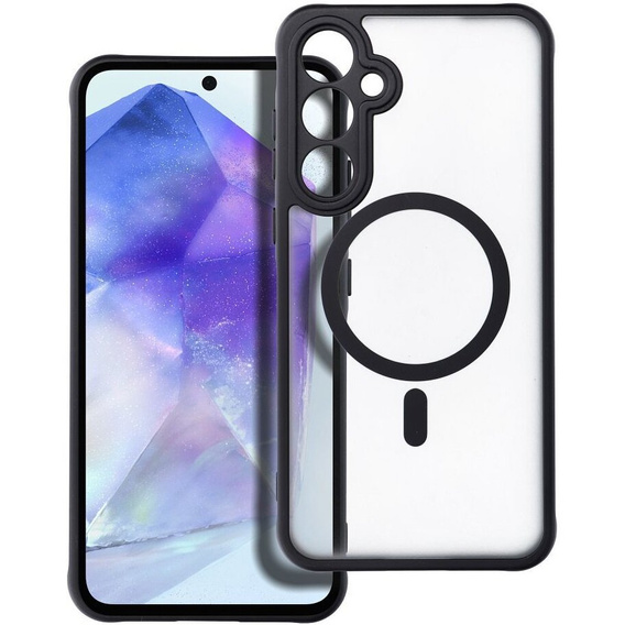 Θήκη για Samsung Galaxy A15, για MagSafe, ERBORD Μatt Case, μαύρη + Γυαλί οθόνης