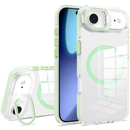 Θήκη για iPhone Air, για MagSafe, με βάση, διάφανη με πράσινα ένθετα