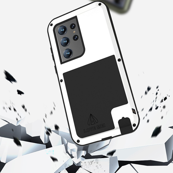 Love Mei Θήκη για Samsung Galaxy S23 Ultra, armored without glass, λευκή