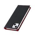 Θήκη με πτερύγιο για iPhone 15, Litchi Skin Grain, μαύρη