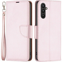 Θήκη με πτερύγιο για Samsung Galaxy A34 5G, Wallet Litchi Magnet, ροζ rose gold