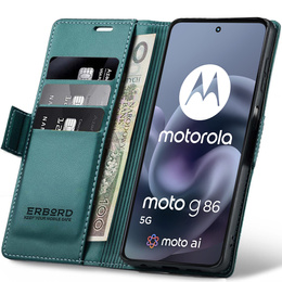 ERBORD Γυαλιστερό πορτοφόλι Litchi με πτερύγιο για Motorola Moto G86 5G / G86 Power 5G
