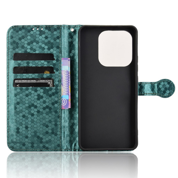 θήκη πτερύγιο για Xiaomi Redmi Note 14 4G, Wallet Rhombus, πράσινη
