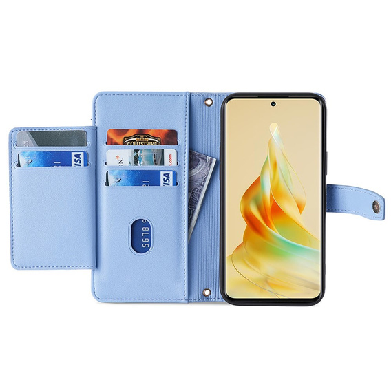 Θήκη με πτερύγιο για Oppo A78 4G, Wallet Zipper Pocket, μπλε