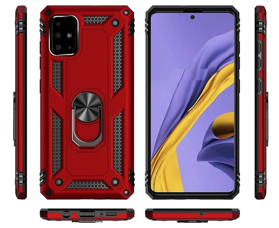 θωρακισμένη θήκη για Samsung Galaxy A51, Nox Case Ring, κόκκινη