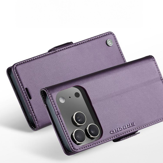 ERBORD Γυαλιστερή θήκη πορτοφολιού Litchi με πτερύγιο για iPhone 17 Pro Max