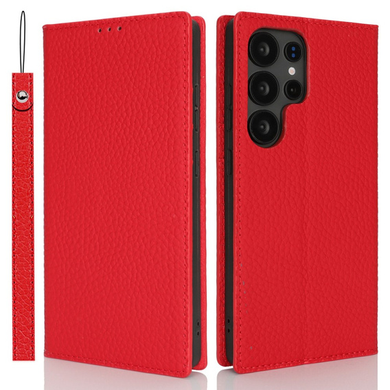 Θήκη με πτερύγιο για Samsung Galaxy S25 Ultra, Litchi Skin Grain, κόκκινη