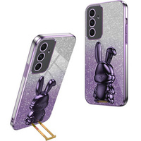 Θήκη για Samsung Galaxy A54 5G, Glitter Rabbit, με συρόμενη βάση στήριξης, μωβ