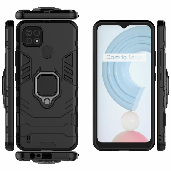 Θήκη για Realme C21, Kickstand Ring, μαύρη