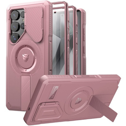 Θωρακισμένη θήκη για Samsung Galaxy S25 Ultra, Dexnor CamProtect MagSafe, ροζ (Δύο πλαίσια)