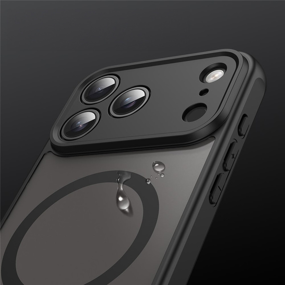 Ματ θήκη για iPhone 17 Pro Max, για MagSafe, με προστασία κάμερας, μαύρο