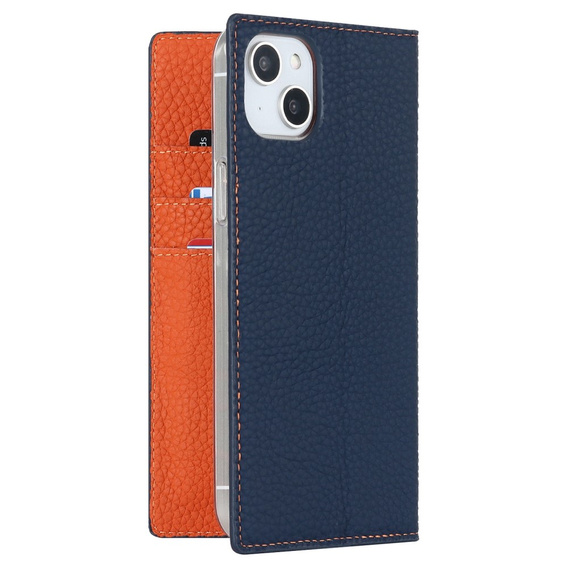 Θήκη με πτερύγιο για iPhone 14 Plus, Litchi Skin Grain, σκούρο μπλε