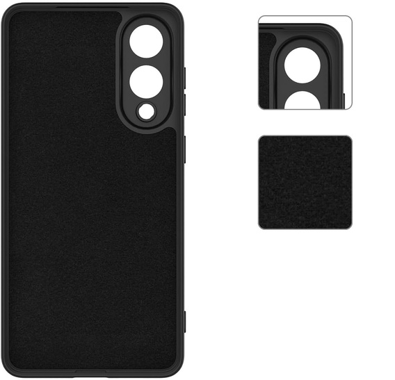 Η θήκη για Samsung Galaxy S25 Edge, Silicone Lite, μαύρη + γυαλί 9H