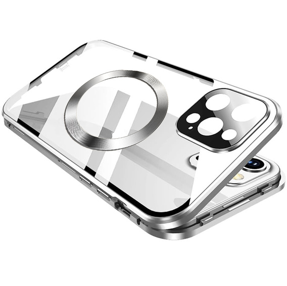 Μαγνητική θήκη MagSafe Dual Glass για iPhone 16 Pro, ασημένια