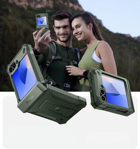 Θωρακισμένη θήκη για Samsung Galaxy Z Flip7 FE / Z Flip6, Dexnor Clip Holder, πράσινη