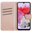 Θήκη με πτερύγιο για Samsung Galaxy M34 5G, Butterfly, ροζ rose gold