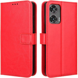 Θήκη με πτερύγιο για Motorola Moto G85, Crazy Horse Wallet, κόκκινη