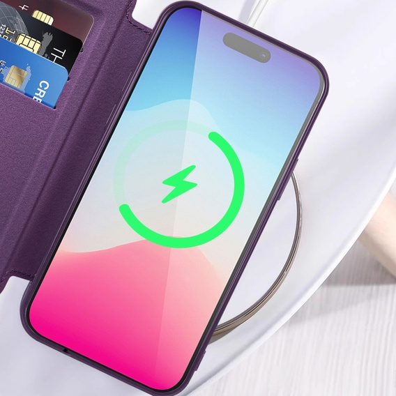 Θήκη με πτερύγιο για iPhone 11, RFID Wallet MagSafe CamShield, μωβ