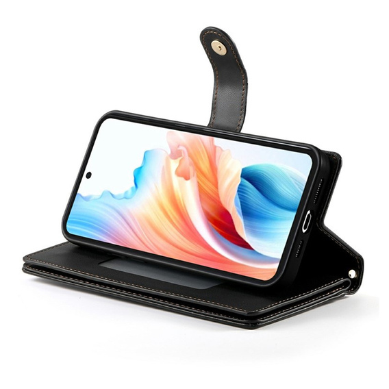 Θήκη με πτυσσόμενο καπάκι και τσέπη με φερμουάρ για Samsung Galaxy A57 5G, μαύρη