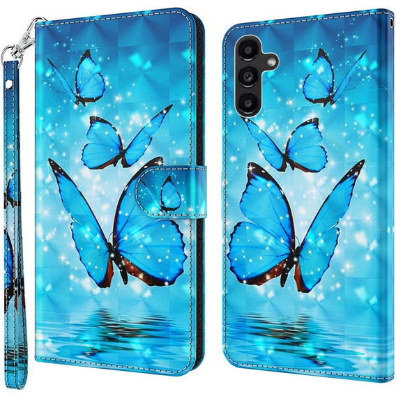 Θήκη με πτερύγιο για Samsung Galaxy A14 4G/5G, Wallet Butterfly, μπλε