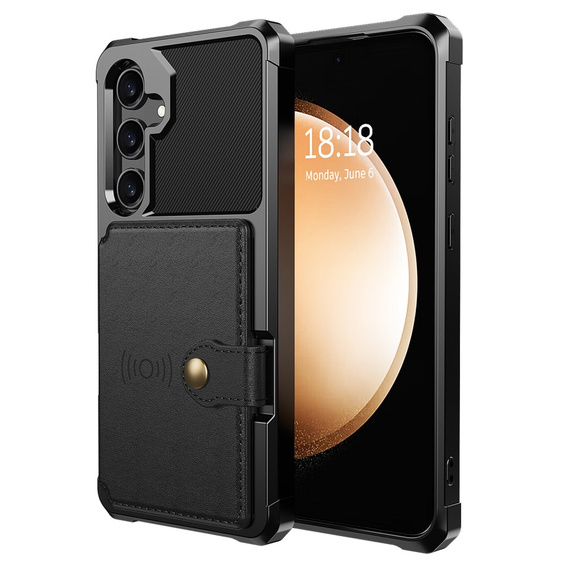 Θήκη για Samsung Galaxy A55 5G, Card Holder Kickstand, μαύρη