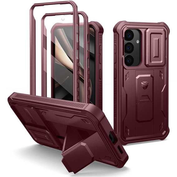 Θωρακισμένη θήκη για Samsung Galaxy S25, Dexnor Full Body (Two Frames), κόκκινη