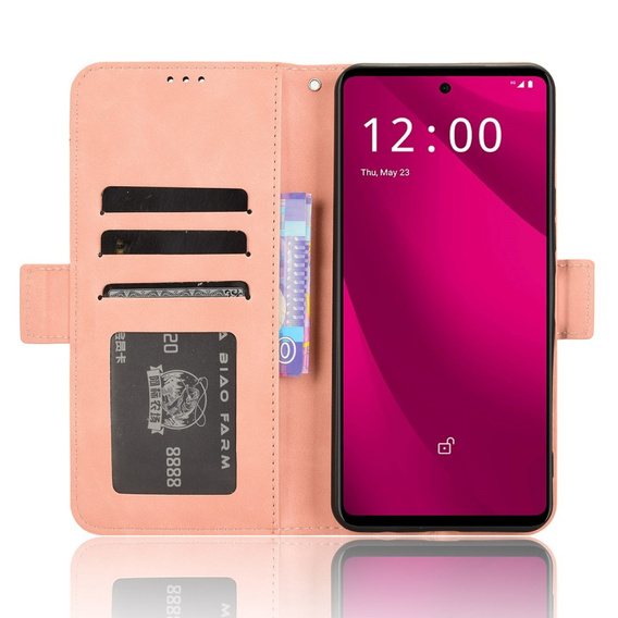 Θήκη με πτερύγιο για T Phone 2 Pro 5G, Card Slot, ροζ