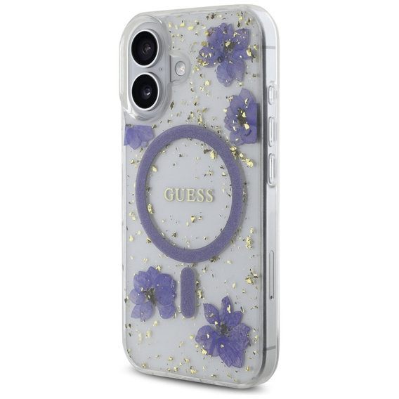 Θήκη GUESS HC MagSafe Resin Flowers and Glitter για iPhone 16