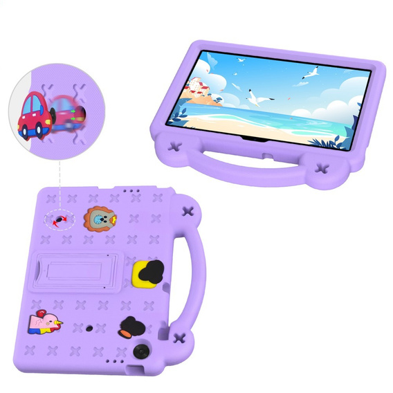 Παιδική θήκη για Lenovo Tab TB311FU, Cute Patterns, με βάση, μωβ