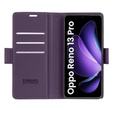 Θήκη για Oppo Reno 13 Pro, ERBORD Glossy Litchi, πορτοφόλι με πτερύγιο, μωβ
