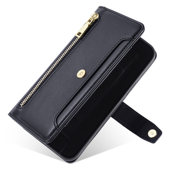 Θήκη με πτερύγιο για Oppo Reno8 T 4G, Wallet Zipper Pocket, μαύρη