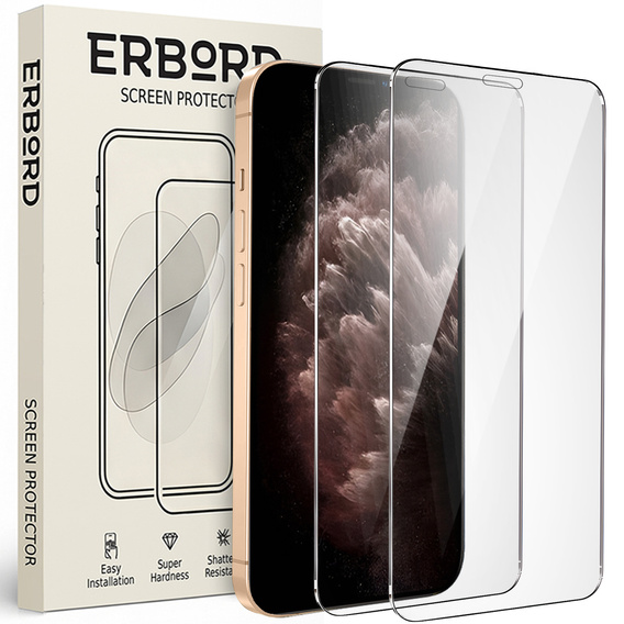 2x Μετριασμένο γυαλί για iPhone 11 Pro, ERBORD 9H Hard Glass στην οθόνη