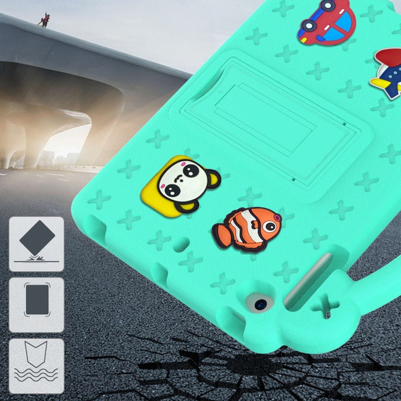 Παιδική θήκη για iPad mini 7.9" 2019/2015/2014/2013/2012 (5/4/3/2/1 gen.), Cute Patterns, με βάση, πράσινη