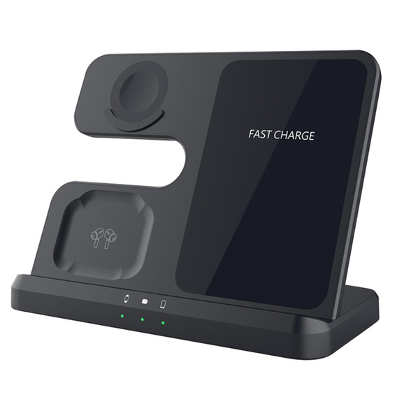 Ασύρματο φορτιστή 3 σε 1 QI γρήγορο για Samsung S25 S24 S23 Galaxy Watch Buds Σταθμός μαύρο