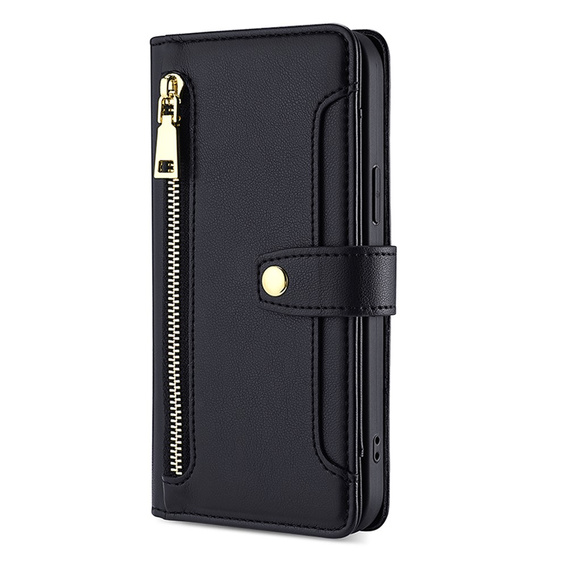 Θήκη με πτερύγιο για Oppo Reno8 T 4G, Wallet Zipper Pocket, μαύρη