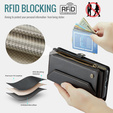 θήκη CASEME για Samsung Galaxy S25 FE, RFID Leather Wallet, με λουράκι ώμου, μαύρη