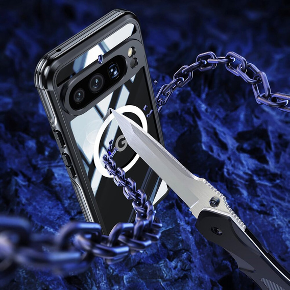 Θήκη για Google Pixel 9 Pro XL, Shockproof, με γυαλί, για MagSafe, μαύρη