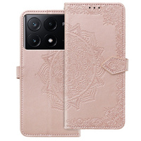 Θήκη με πτερύγιο για Xiaomi Poco X6 Pro 5G, Mandala, ροζ rose gold