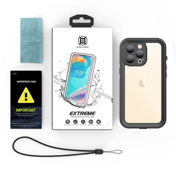 Αδιάβροχη θήκη IP68 για iPhone 13 Pro, SHELLBOX, μαύρη