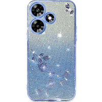 Θήκη για Infinix Hot 30, Glitter Flower, μπλε